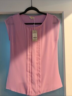 Boden Pink Pleated Front Sleeveless Blouse
